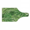 thumbnail image 1 of Green Leaf Cutting Board, Exotic Pattern with Tropical Leaves Fresh Jungle Aloha Hawaii, Decorative Tempered Glass Cutting and Serving Board, Wine Bottle Shape, Apple Green Fern Green, by Ambesonne, 1 of 1
