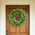 thumbnail image 5 of Bcylexb Baby's Breath Wreath for Front Door, Faux Silk Camellia with Leaves Spring Summer Greenery Flowers Wreath for Porch Garden Wall Window Outdoor Decor, 5 of 6