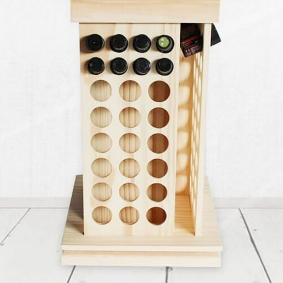 Rotating Wood Aroma Essential Oil Display Storage Rack 104 Slot Organizer Holder