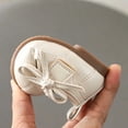 thumbnail image 5 of Gpaecead Baby Girls Bow Mary Jane Flats Soft Sole Non Slip Faux Leather Princess Dress Shoes For Toddler First Walker, Beige, 5 of 8