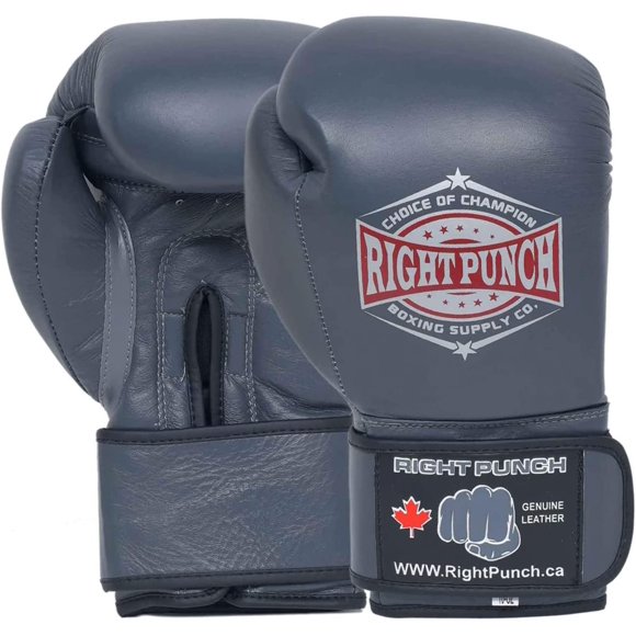 Genuine Leather Boxing Gloves Youth Kickboxing Muay Thai Sparring Training Gloves for Men Women Adults – Dark Grey
