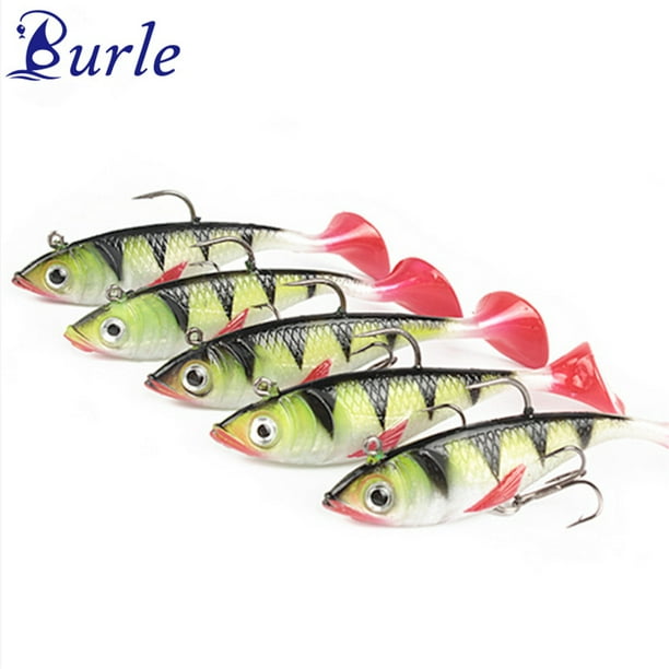 Burle 5pcs/lot Lead Jig Head Softbait Lure Fishing Swimbait T-Tail Shad  Type Lure 110mm/19.4g 