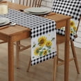 thumbnail image 2 of Table Runner Dresser Scarves 108 Inch Long, Rustic Farm Sunflowers Linen Dining Table Runners Black White Buffalo Checker Tabletop Scarf for Wedding Holiday Party Kitchen, 2 of 7