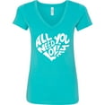 thumbnail image 3 of Inktastic All You Need is Love White Heart Shape Women's V-Neck T-Shirt, 3 of 5