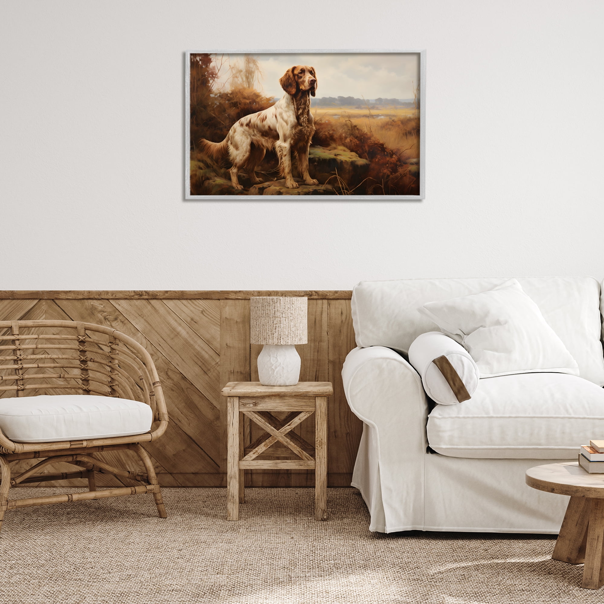 Stupell Industries On The Hunt Scenery Landscape Painting Gray Framed Art Print Wall Art, 30 x 20