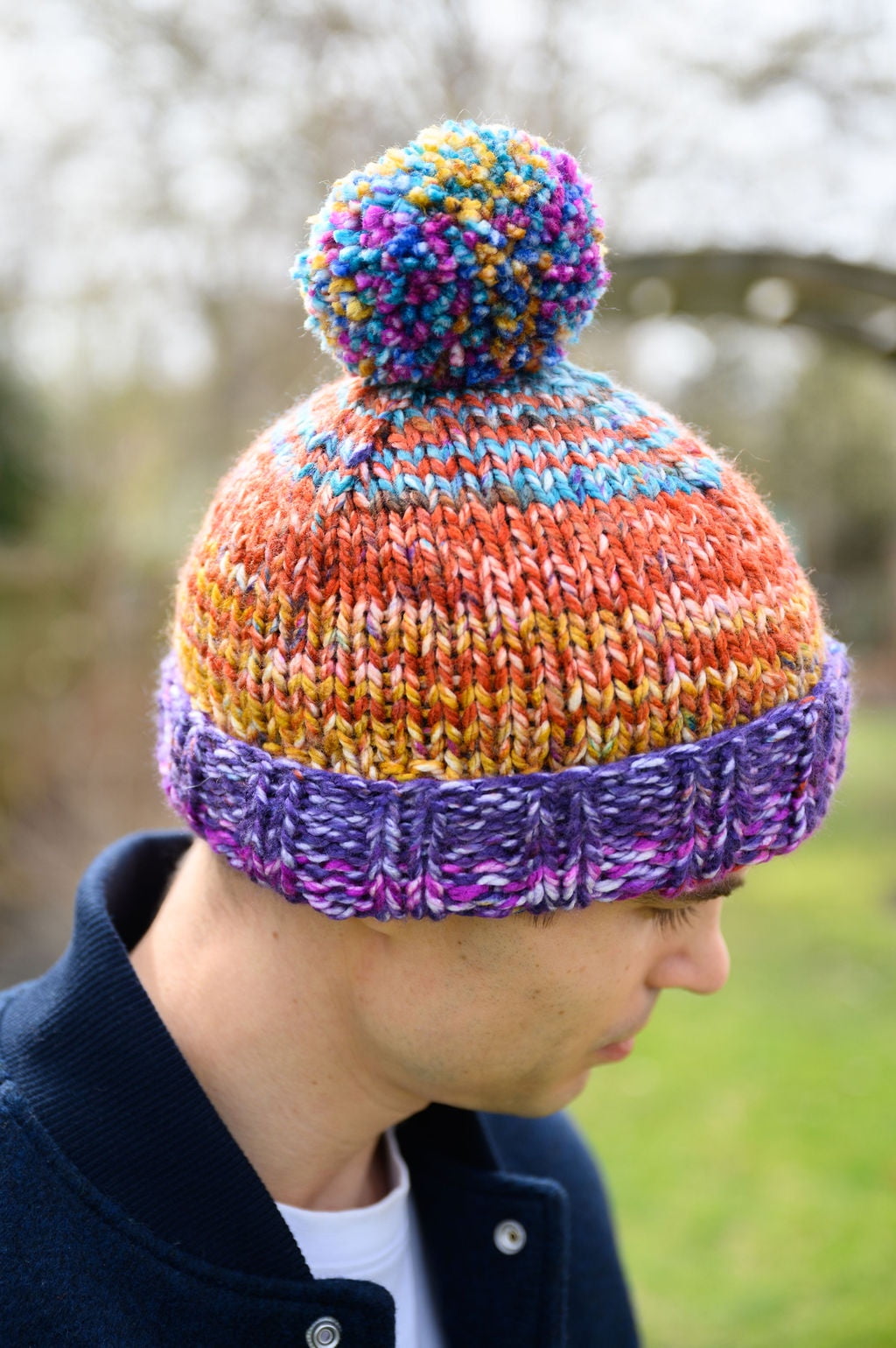Lion Brand Yarn Mandala Impressions Rainbow Bulky Acrylic Multicolor Yarn 1 Cake