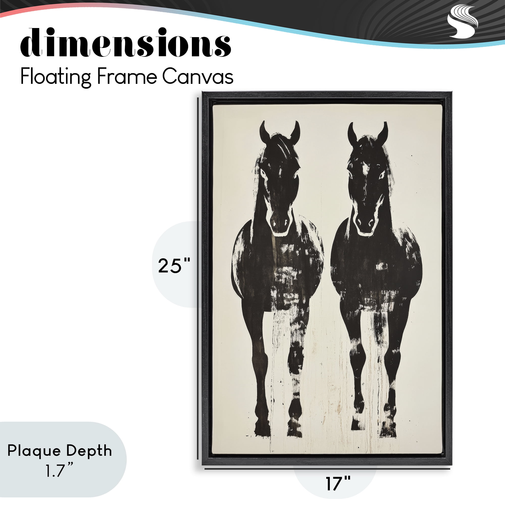 Stupell Industries Silhouetted Horse Couple Black Framed Floater Canvas Wall Art, design by Petal Prints Design