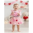 thumbnail image 4 of BemeyourBBs Newborn Baby Girl First Valentines Day Outfit Long Sleeve Letter Romper Heart Tulle Tutu Skirt Set Bow Headband 3 Pcs Spring Clothes Set, 4 of 9