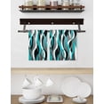 thumbnail image 3 of Aqua Stripe Kitchen Dish Towels for Drying Dishes Set of 2, Ombre Grey Moire Geometric Modern Abstract Waffle Weave Microfiber Hand Tea Bathroom Towels Quick Dry & Absorbent Towel 15.7x23.6, 3 of 7