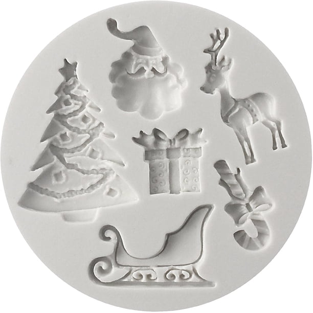 Molde de silicona de Navidad, molde para hornear bandeja para tartas/caramelos/gelatina/hielo/molde para galletas (árbol de Navidad, regalo, reno, bastón de caramelo, Papá Noel) Ormromra QH-945