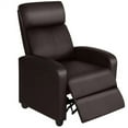 thumbnail image 2 of Alden Design Faux Leather Push Back Theater Recliner Chair with Footrest for Living Room, Brown, 2 of 9