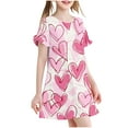 thumbnail image 3 of BRGZLK Toddler Girls Casual Sundress Cute Love Heart Print Dreamy Pajamas Loose Casual Comfortable Mid-Calf Nightgown Multicolor 4-5 Years, 3 of 5