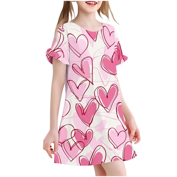 Auroural Sleepwear For Girls 5T 3-12 Years Children's Fashion Printed Dreamy Pajamas Mid Calf Nightgown