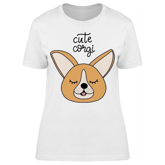 Cute Corgi With Eyes Closed T-Shirt Women -Image by Shutterstock, Female Small