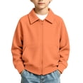 thumbnail image 2 of SERTGUTR Boys Waffle Knit Jacket Turn Down Collar Full Zipper Long Sleeve Pocket Design Solid Color Casual Top Everyday School Fall Winter Coat, 2 of 9