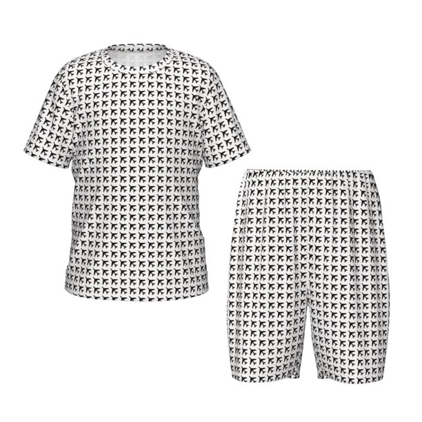 Fotbe Airplane Pijama Estampada de 2 Piezas para Niños – Ropa de Dormir de Manga Corta Cómoda para Niños y Niñas, Camiseta y Shorts de Algodón-Large