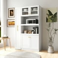 thumbnail image 4 of REDSASA Multi-Functional Pantry Cabinet with Pull-Out Shelves - Farmhouse 4-Door Storage Organizer for Kitchen Dining Room, White, 4 of 9