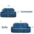 thumbnail image 2 of Microfiber Living Room Furniture Set Reclining Sofa Set Loveseat Furniture Sets in Living Room Sofa Recliners (Sofa+Loveseat, Blue Microfiber), 2 of 12