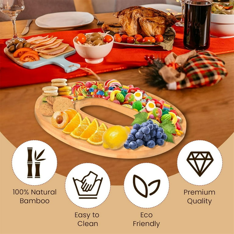 MOQIN Christmas Charcuterie Board, JOY Bamboo Appetizer Serving