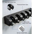 thumbnail image 2 of FVSA Broom Holder Wall Mount with 5 Slots and 6 Hooks, Plastic Organizer for Kitchen Laundry Room Home Storage, Black, 2 of 7