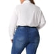 thumbnail image 3 of FAB CURVES Mono de mujer de talla grande con botones y mangas largas, blusas de oficina, 1X blanco, 3 of 6