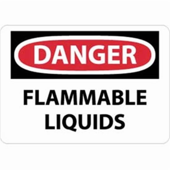National Marker D38PB Danger Flammable Liquids OSHA Sign, 10 x 14 in. - White, Red & Black