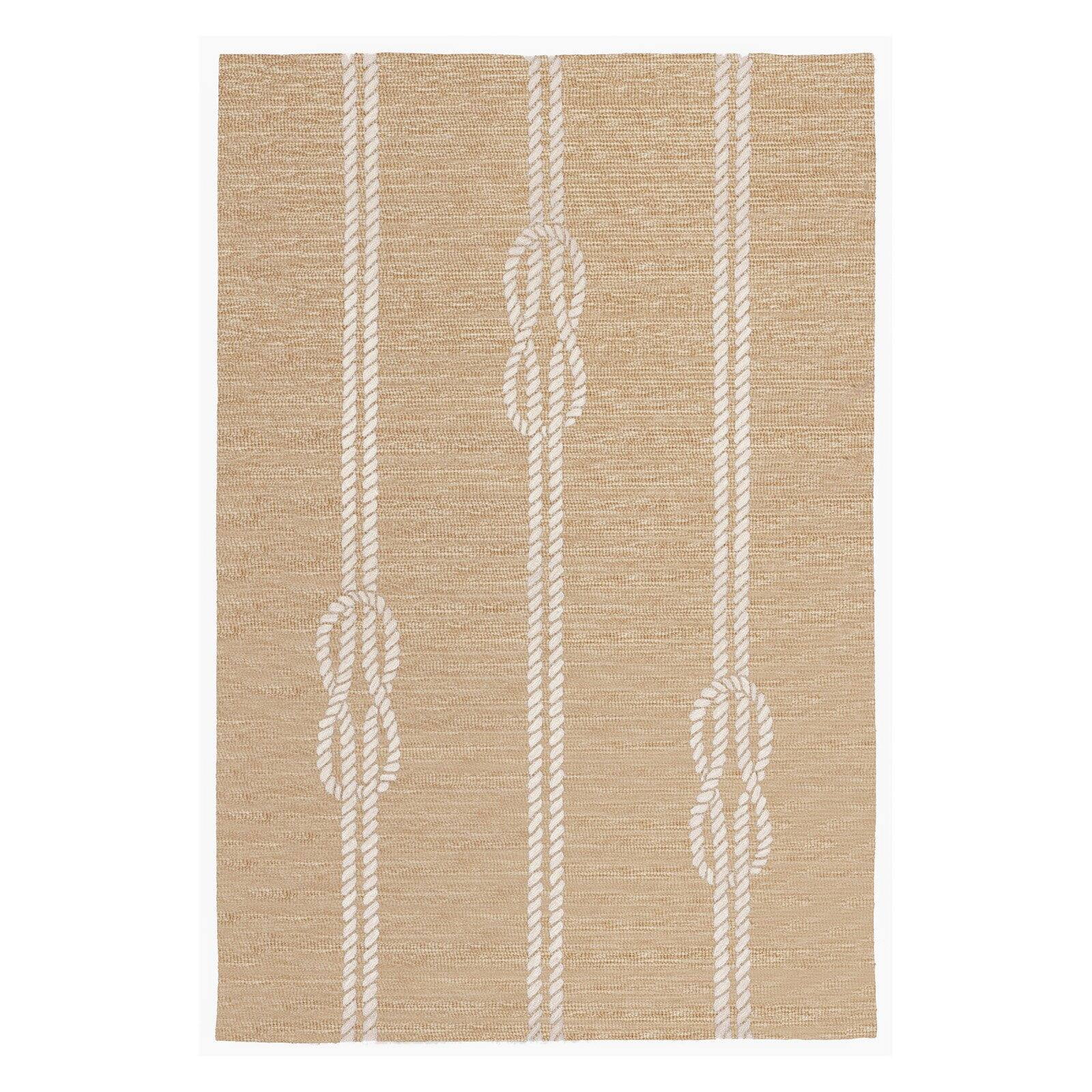 Navy Blue and White Synthetic Hand-Tufted Coastal Area Rug