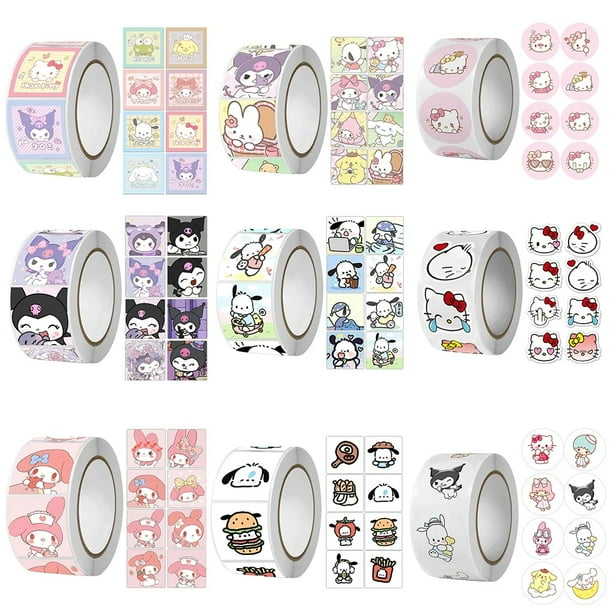 500Pcs/roll Sanrio Sticker Kawaii Kuromi Hello Kitty P Cinnamoroll