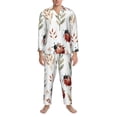 thumbnail image 3 of Xecao Watercolor Ladybug Print Pajamas Set Mens Pajamas Long Sleeve Loungewear Two-Piece Sleepwear Button-Down Pjs Set,2PJS-XX-Large, 3 of 7