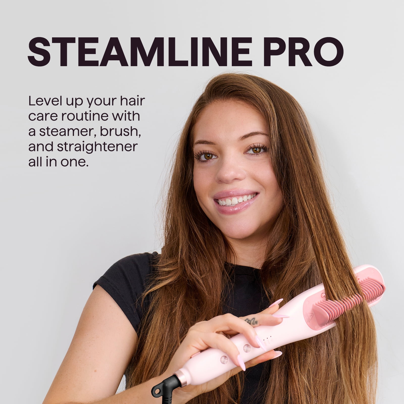 Wavytalk Pro Steam Hair Straightener Brush, 3 in 1 Straightening Brush, Steam Reduces Damage, Nourishes Hair, White