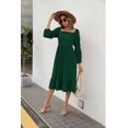 thumbnail image 4 of Cismea Cuello Cuadrado Mangas Abullonadas Dobladillo de Gasa Vestido Largo Casual(Verde) Cismea Falda larga, 4 of 5