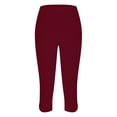 thumbnail image 6 of Usloyux Women's Capri Leggings Stretch Yoga Pants with Elastic Waistband Casual Workout Activewear Bottoms, Wine M, 6 of 8