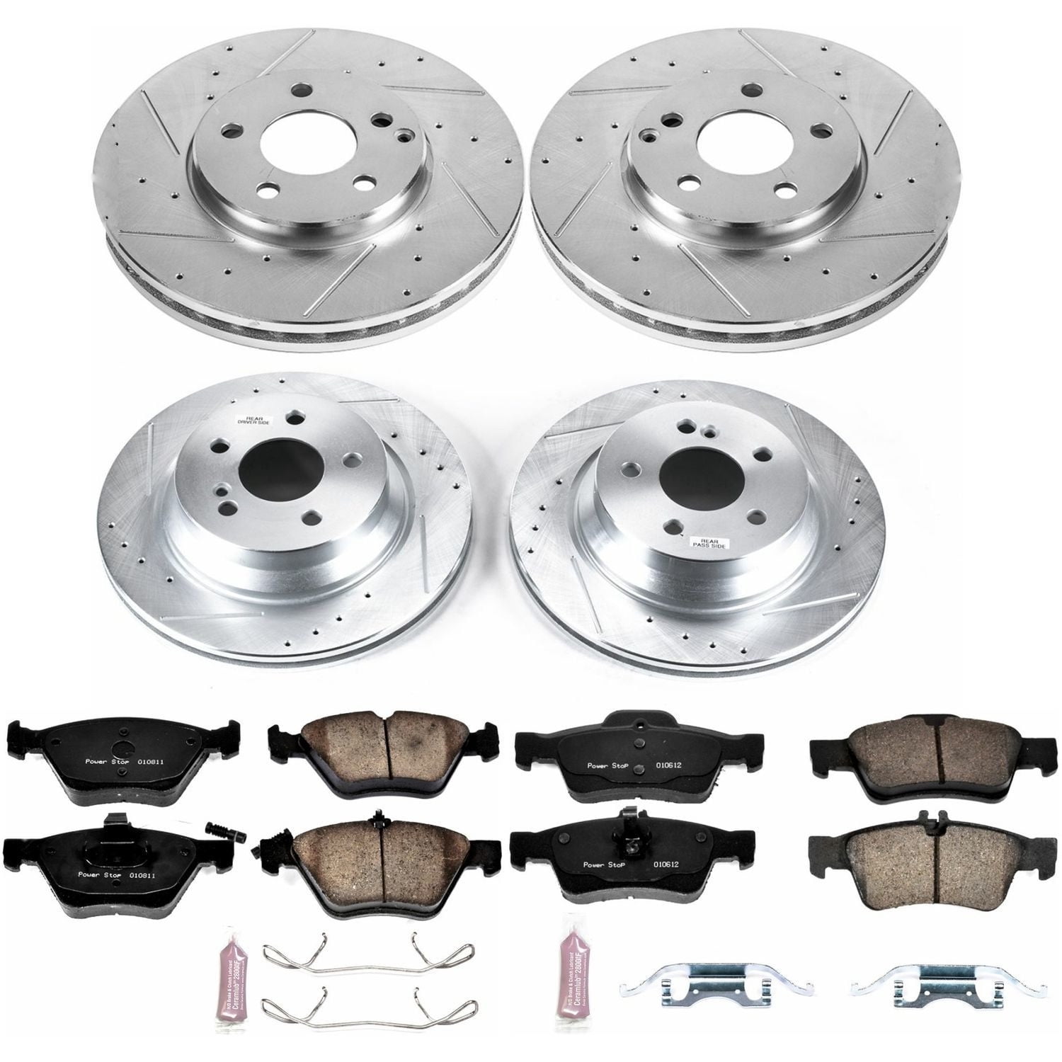 PowerStop Front and Rear Z23 Evolution Sport Carbon-Fiber Ceramic Brake Pad and Drilled & Slotted Rotor Kit Fits: MERCEDES-BENZ Select Models K4518