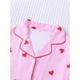 thumbnail image 4 of HAYIMI Child Girls 2 Piece Pajama Set Short Sleeve Lapel Button Down Shirt and Ruffled Shorts with Bowknot Print Kids Sleepwear Relaxed Fit Nightwear, 4 of 7