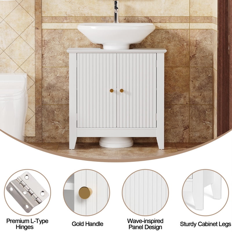 PLAMLE Bathroom Vanity Under Sink Pedestal with 2 Doors, Basin Cabinet with Adjustable Shelf,Pedestal Sink Bathroom Vanity Cabinet