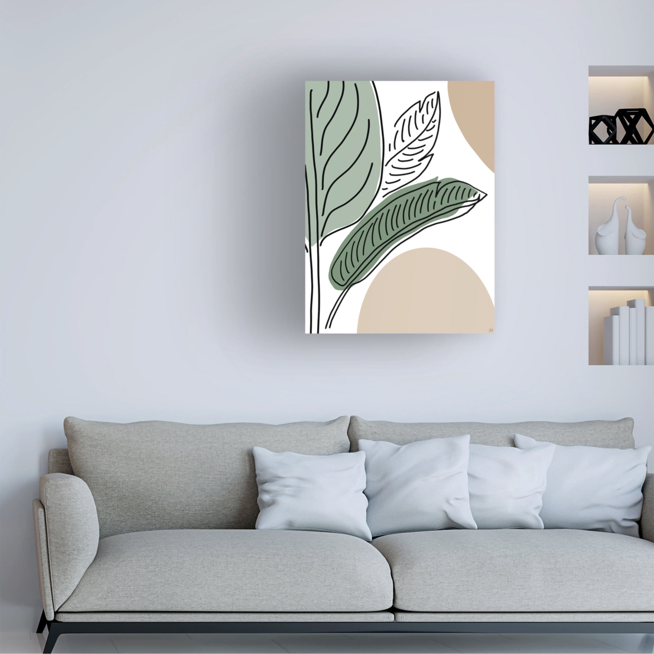 Canvas Wall Art - Line and Brush 'Ferns By Lines 2' Wall Art for Living Room, Bedroom, or Office Décor by Trademark Fine Art - 35 x 47 Inches
