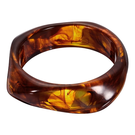 Uxcell Chunky Irregular Acrylic Resin Bangle Bracelet for Women, Cuff Wide Geometric Stackable Bangles Tortoiseshell Acetate Wristband Bracelet Statement Jewelry, Red Amber