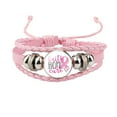 thumbnail image 1 of Bracelet en Cuir Fait Main pour Femmes, Soin Mignon de la Sensibilisation au Cancer, 1 of 3