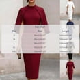 thumbnail image 3 of Womens Crew Neck Cape Sleeve Solid Color Slim Package Hip Dress Nightclub Dress White XXL(XXL), 3 of 5