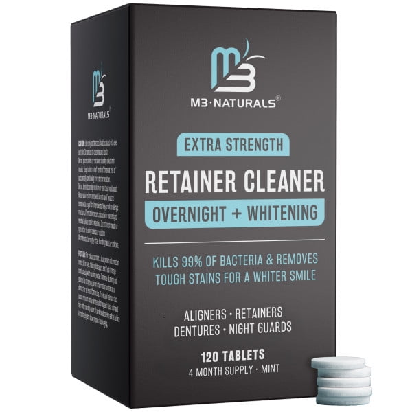 M3 Naturals Retainer Cleaner Overnight + Whitening, Mint, 120 Count photo 2