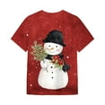 thumbnail image 6 of larppty Women Crew Neck Cute Snowman with Hat Graphic Fall Shirts Casual Christmas Tee Family Tops (Watermelon Red, XXL), 6 of 7