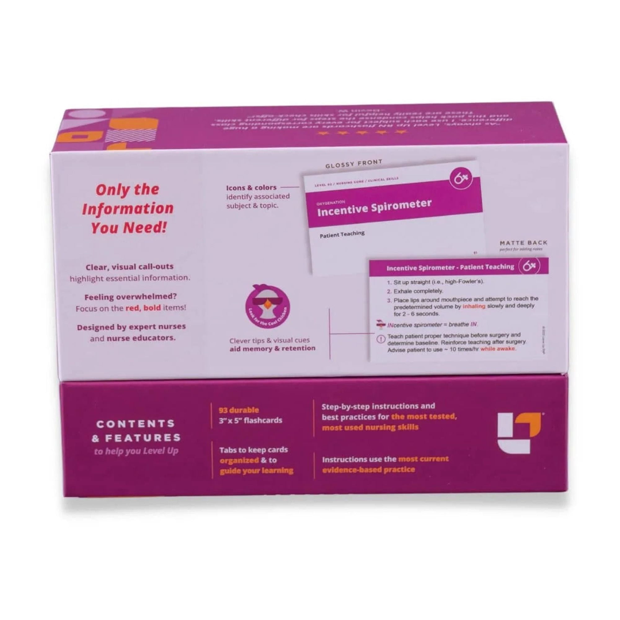 Level UP RN Clinical Skills LPN RN Review Flashcards-Essential for Nursing School (94 cards)