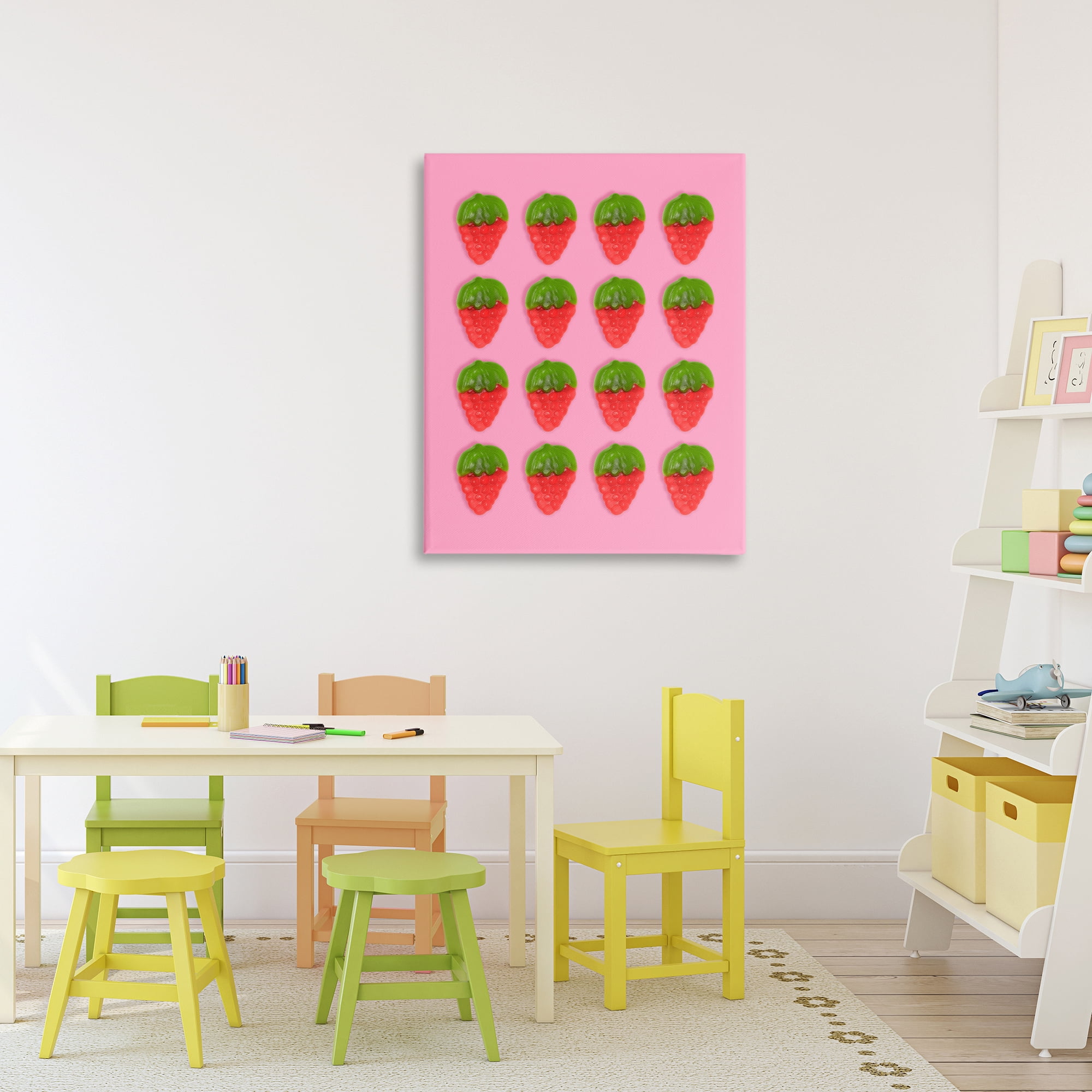 Stupell Industries Gummy Strawberry Candy Pattern Canvas Wall Art, design by LISH Creative
