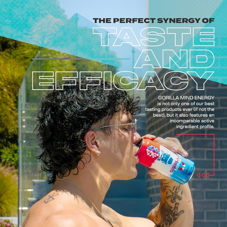 Gorilla Mind Energy Drink, No Sugar or Artificial Colors, White
