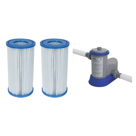 Bestway Pool Filter Pump Cartridge Type-III (2 Pack) + Pool Filter Pump (Best Way To Get Thc Out Of System)