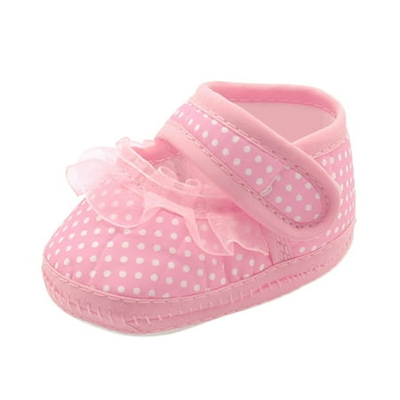 

Dpytoraw Warm Girls Sole Dot Prewalker Soft Lace Baby Flats Shoes Casual Baby Shoes Size 12