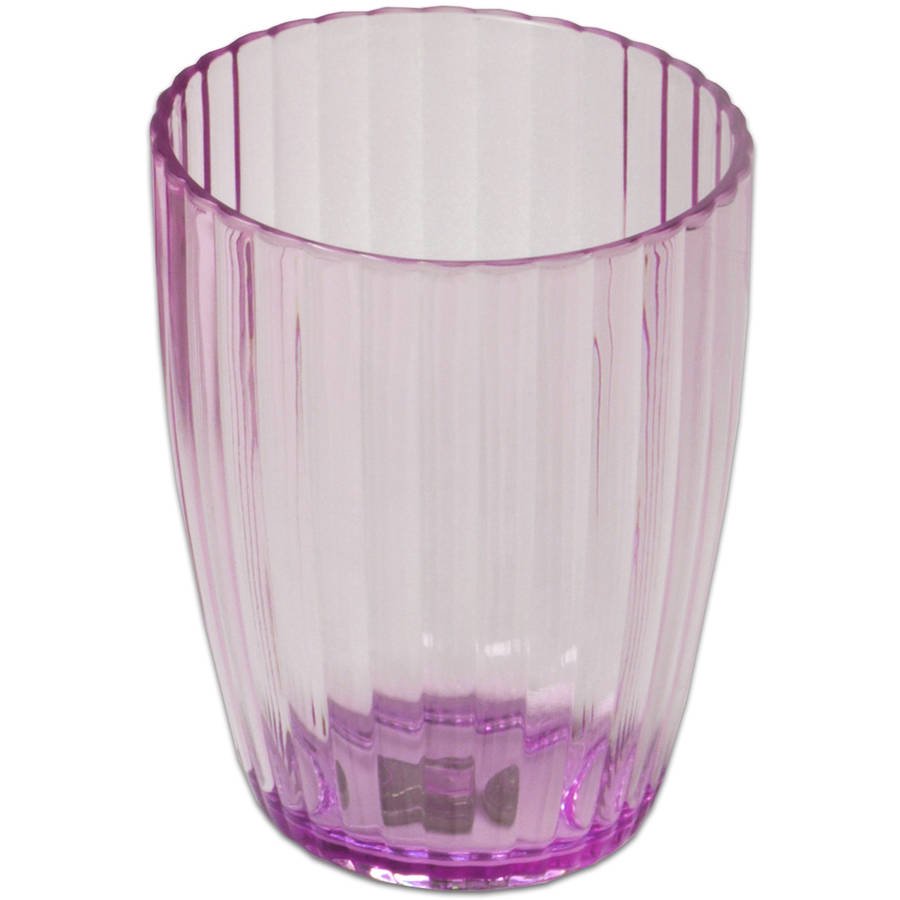 Ribbed Acrylic Bath Accessory Waste Basket, Pink