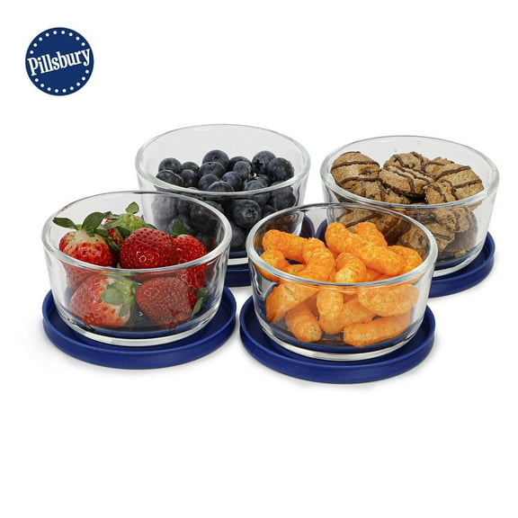 Pillsbury 8-Piece Round Borosilicate Glass Food Storage Set, 4 x 236 mL