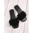 thumbnail image 3 of Women Flower Decor Flat Sandals, Fashionable Green Summer Slide Sandals, 3 of 4