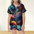thumbnail image 2 of MIASHUI Ensembles de Pyjamas 2 Pcs pour Filles Manches Courtes Imprimé Tenues de Nuit, Noir, 8-9 Ans, 2 of 4